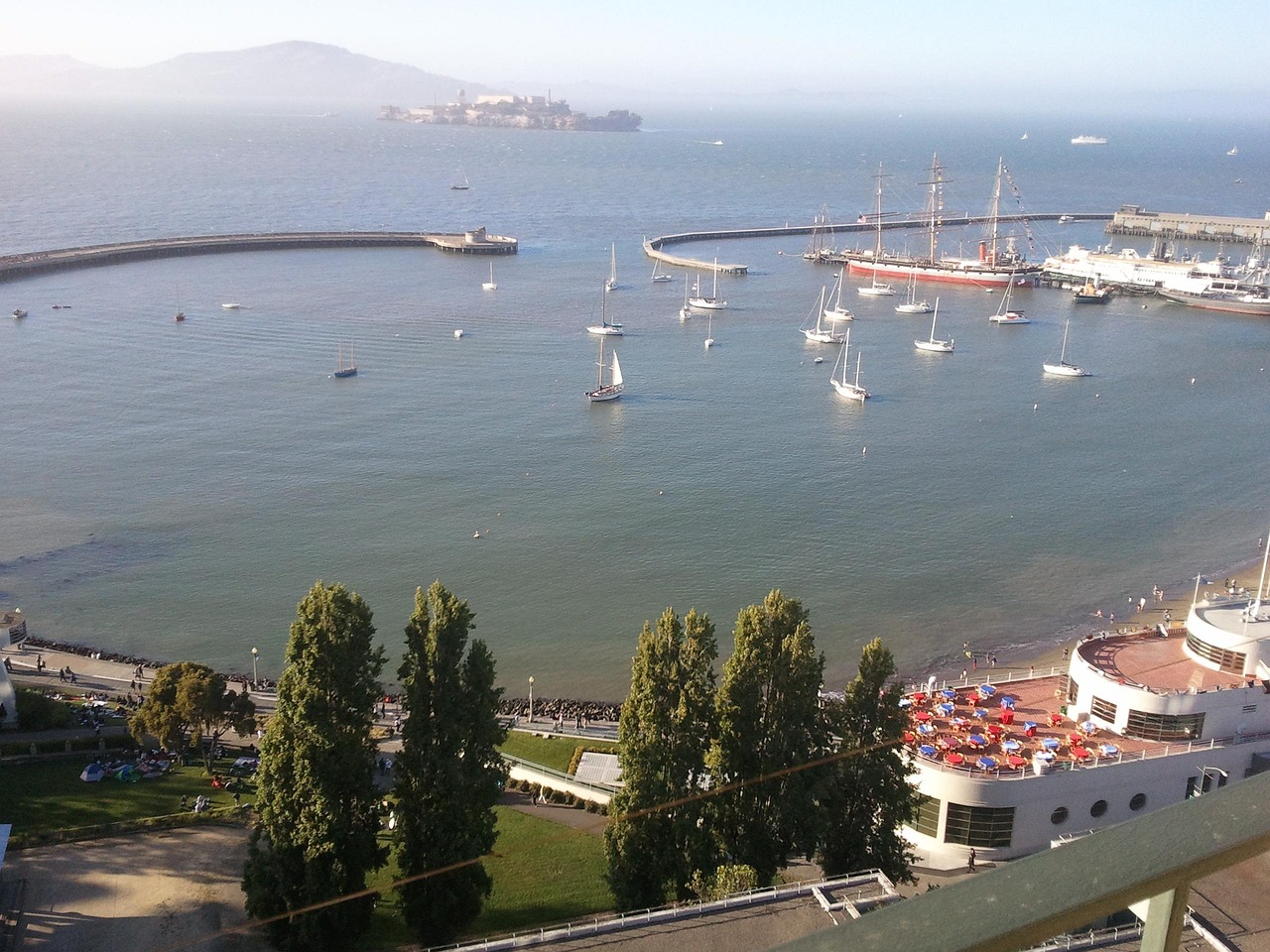 View of boats in Alcatraz Island