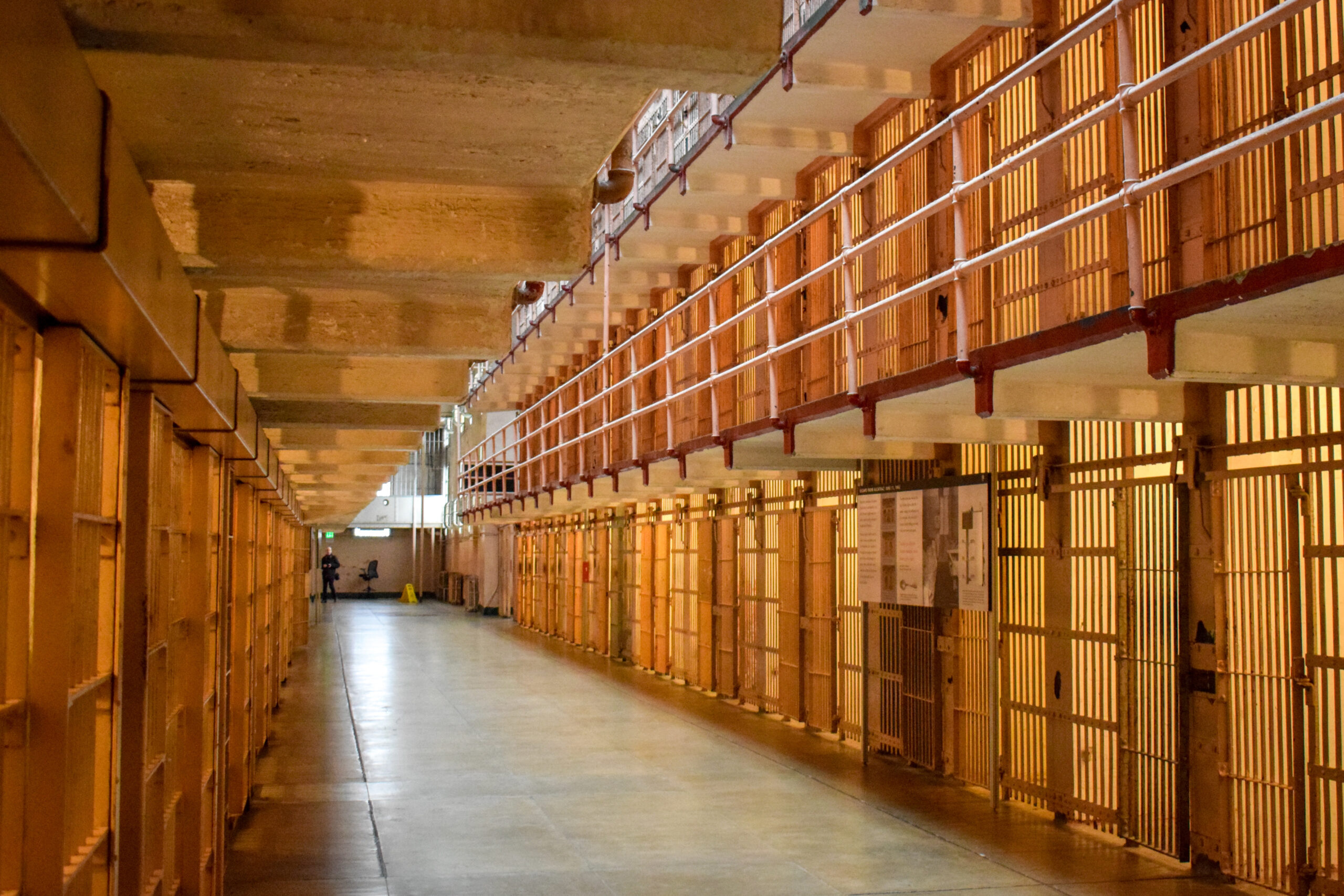 Photo of Cell Block in historial Alcatraz Penitentiary on Alcatraz Island also called The Rock.